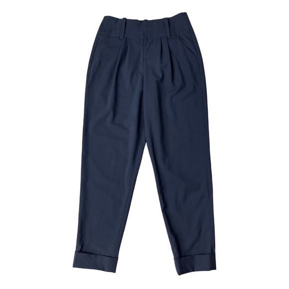 Alice + Olivia Employed Cuffed Wool Pleated Trouser Cropped Quiet Luxury Pants - Picture 2 of 9